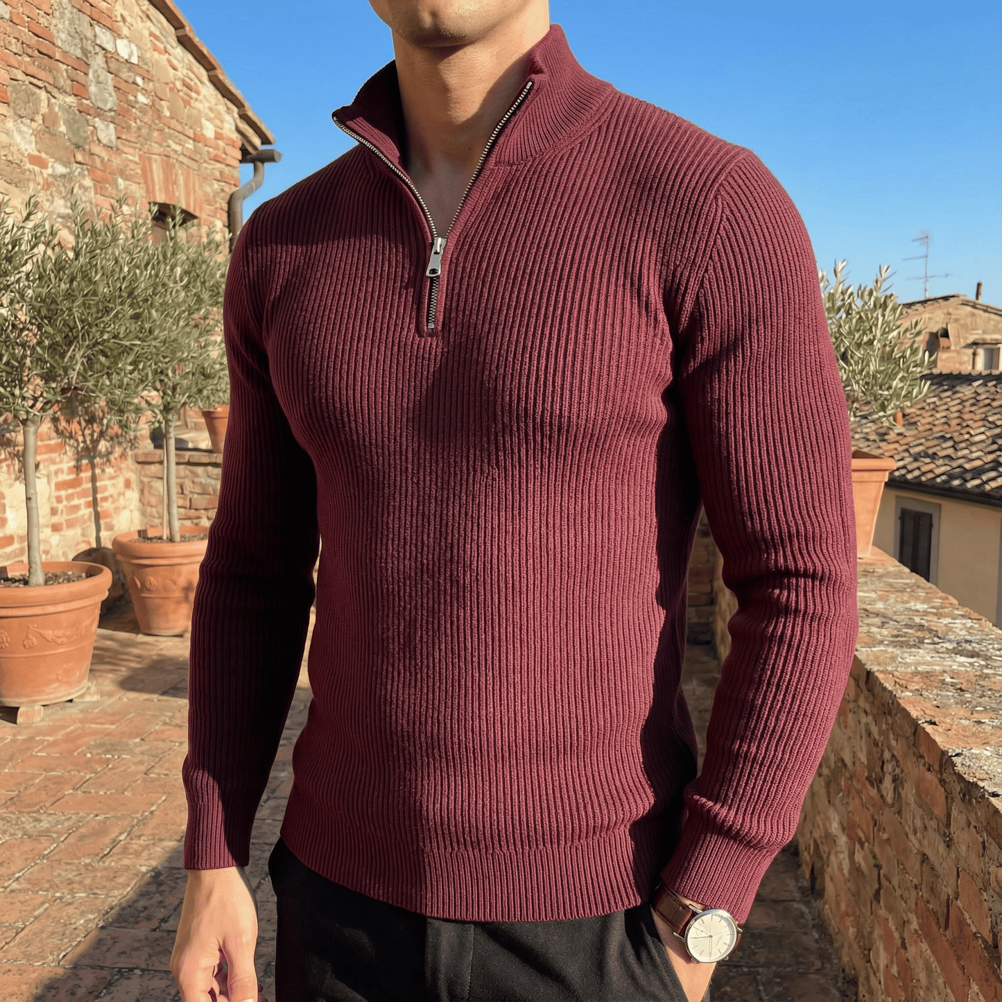 Luca Rib Zipper Knit