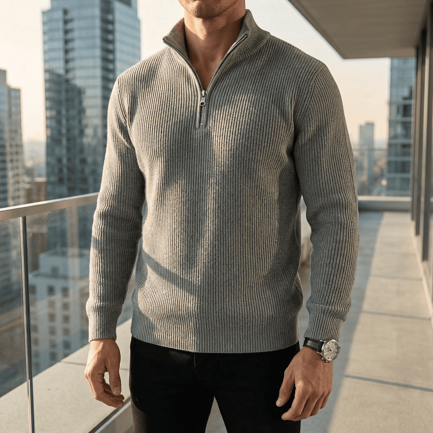 Luca Rib Zipper Knit