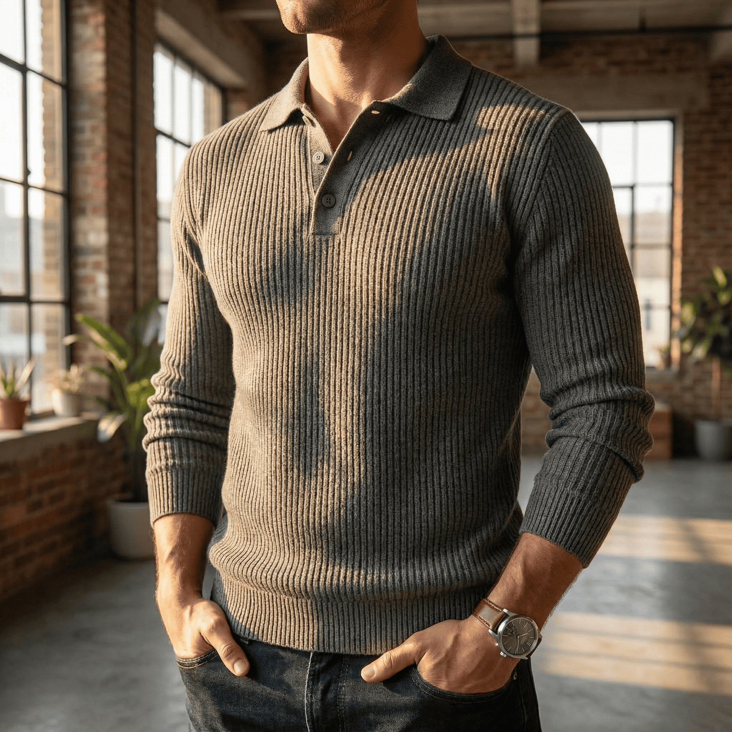 Mattia Rib Polo Pullover