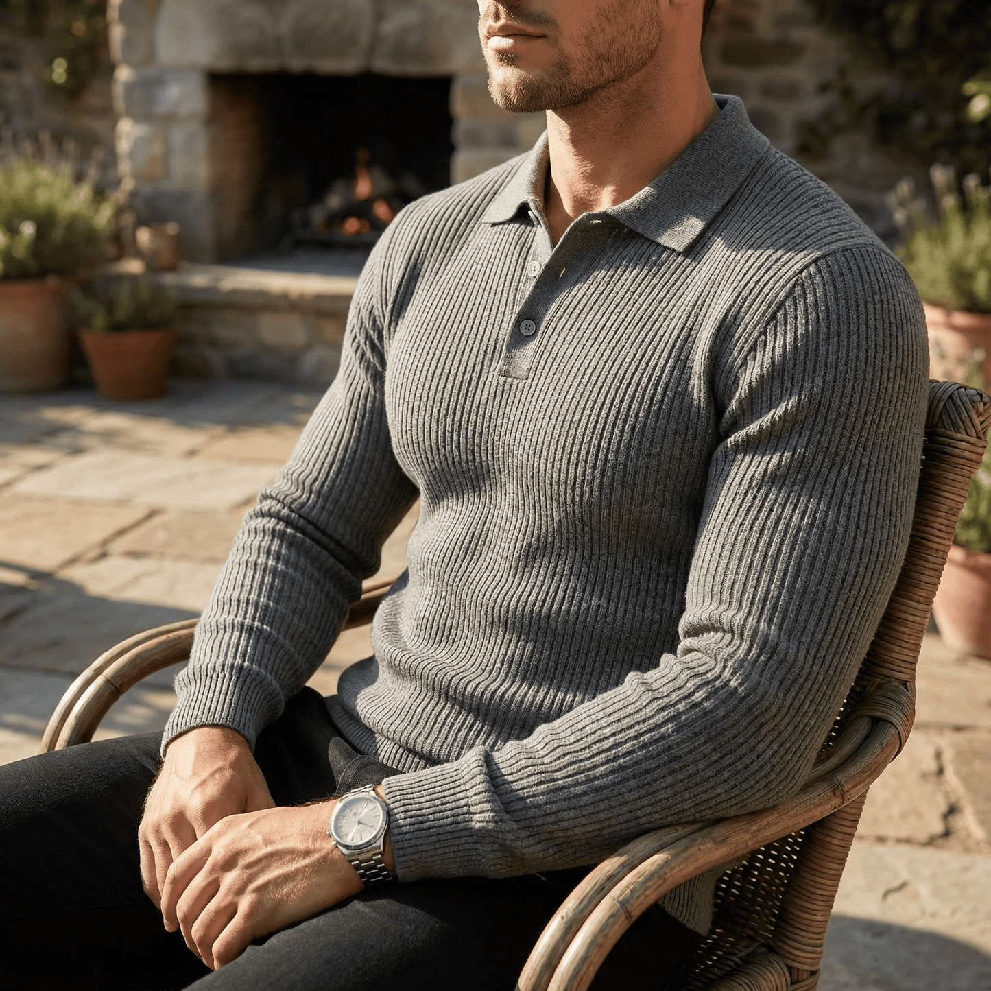 Mattia Rib Polo Pullover